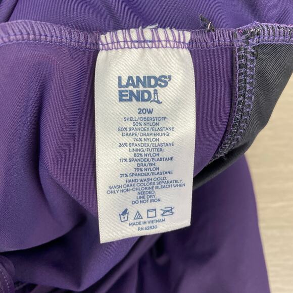 Lands End Purple Slendersuit Grecian Tummy Control One Piece Swimsuit Sz.20W - Picture 8 of 16